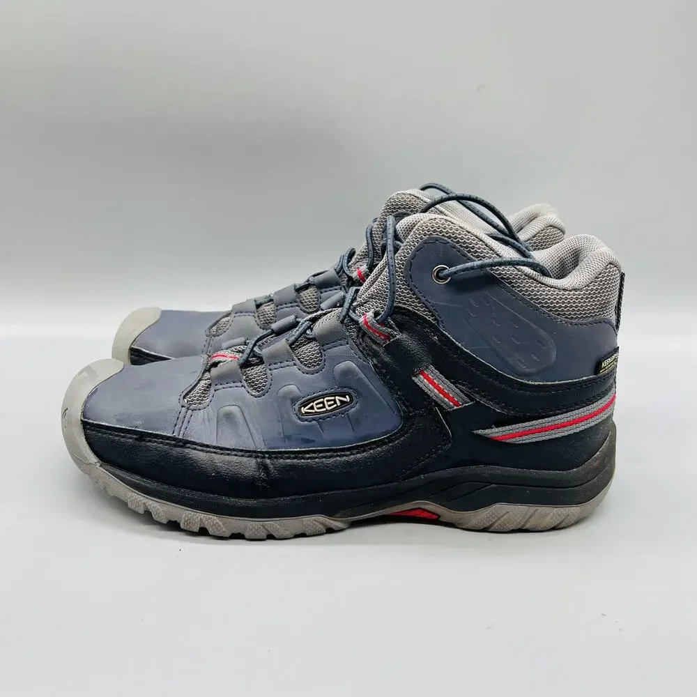 Keen Boots Youth 6 Blue Leather KEENDRY Waterproof Ankle Snow Hiking Shoes